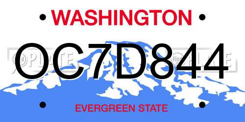 OC7D844 Washington License Plate