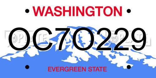 OC7O229 Washington License Plate