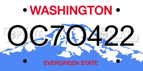 OC7O422 Washington License Plate