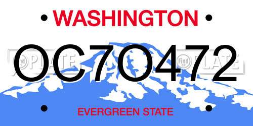 OC7O472 Washington License Plate