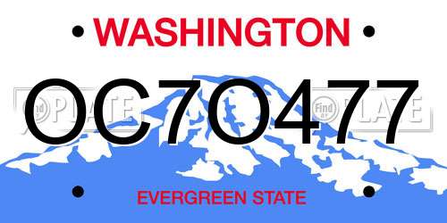OC7O477 Washington License Plate