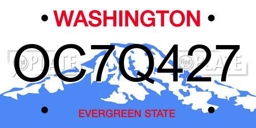 OC7Q427 Washington License Plate