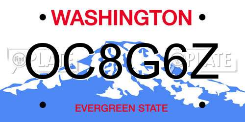 OC8G6Z Washington License Plate