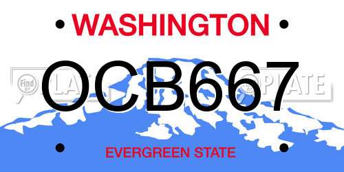 OCB667 Washington License Plate