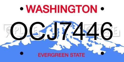 OCJ7446 Washington License Plate