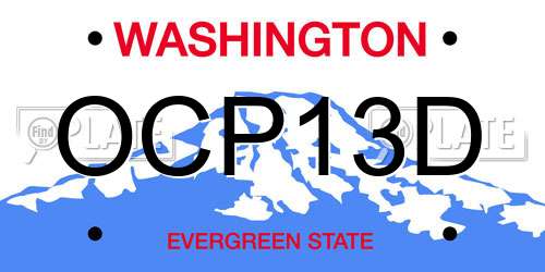 OCP13D Washington License Plate