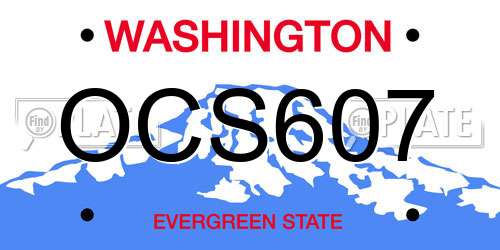 OCS607 Washington License Plate