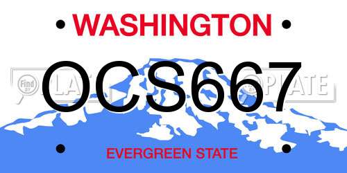 OCS667 Washington License Plate