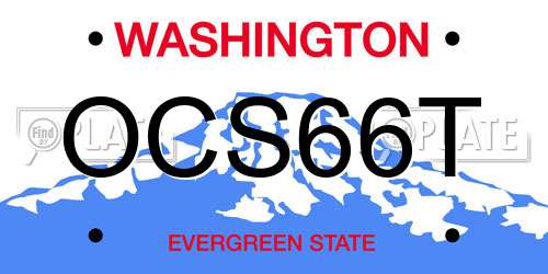 OCS66T Washington License Plate