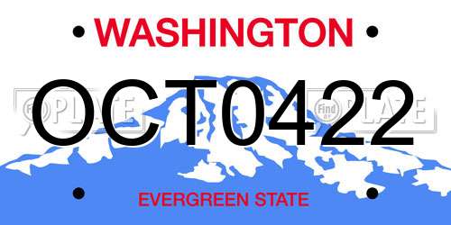 OCT0422 Washington License Plate