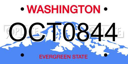OCT0844 Washington License Plate