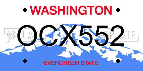OCX552 Washington License Plate