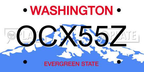 OCX55Z Washington License Plate