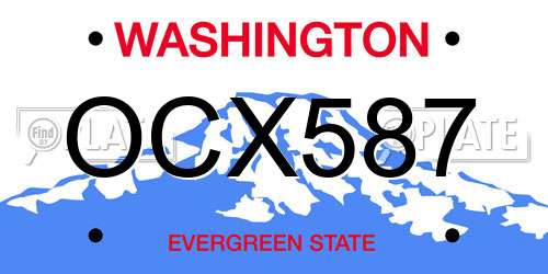 OCX587 Washington License Plate