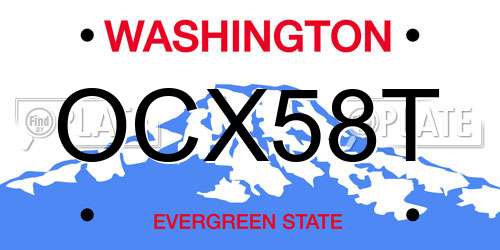 OCX58T Washington License Plate