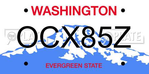 OCX85Z Washington License Plate