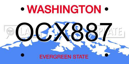 OCX887 Washington License Plate