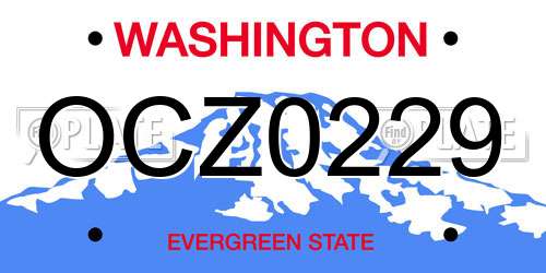 OCZ0229 Washington License Plate