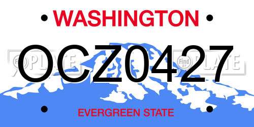 OCZ0427 Washington License Plate
