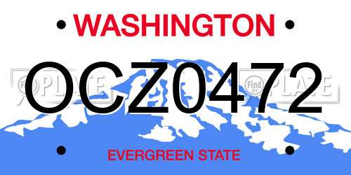 OCZ0472 Washington License Plate