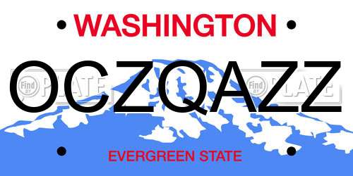 OCZQAZZ Washington License Plate