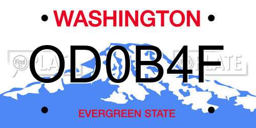 OD0B4F Washington License Plate