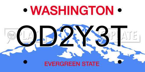 OD2Y3T Washington License Plate