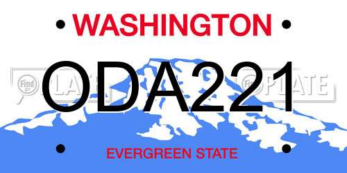 ODA221 Washington License Plate