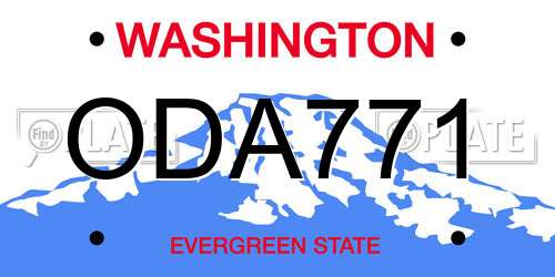 ODA771 Washington License Plate