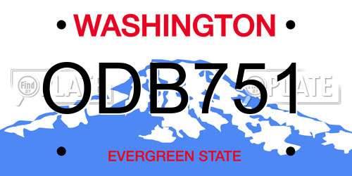 ODB751 Washington License Plate