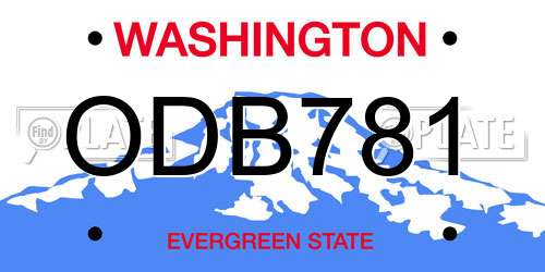 ODB781 Washington License Plate