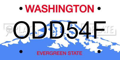 ODD54F Washington License Plate