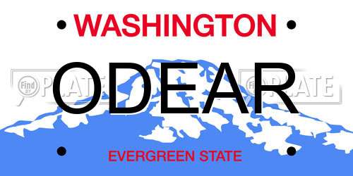 ODEAR Washington License Plate