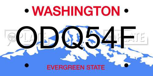 ODQ54F Washington License Plate