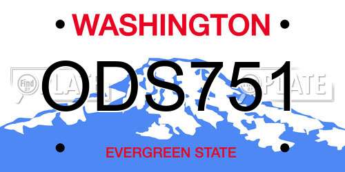 ODS751 Washington License Plate
