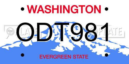 ODT981 Washington License Plate
