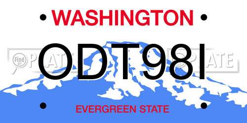 ODT98I Washington License Plate