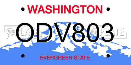 ODV803 Washington License Plate