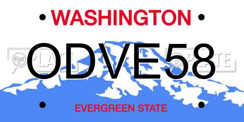 ODVE58 Washington License Plate