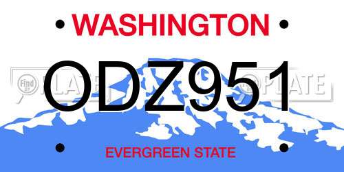ODZ951 Washington License Plate
