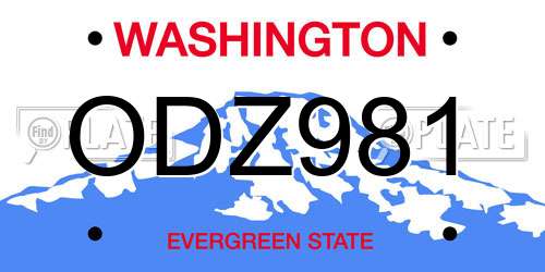 ODZ981 Washington License Plate