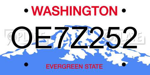 OE7Z252 Washington License Plate