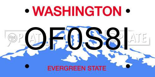 OF0S8I Washington License Plate