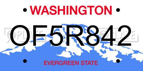 OF5R842 Washington License Plate