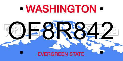 OF8R842 Washington License Plate