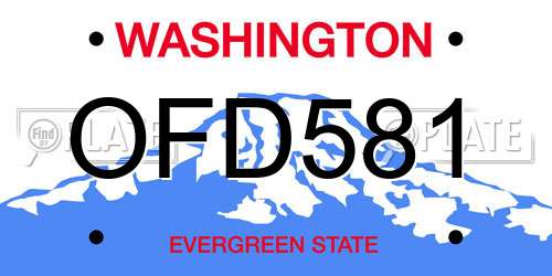 OFD581 Washington License Plate