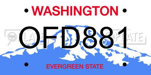 OFD881 Washington License Plate