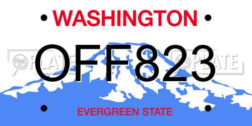 OFF823 Washington License Plate