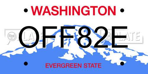 OFF82E Washington License Plate