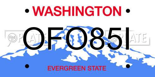 OFO85I Washington License Plate